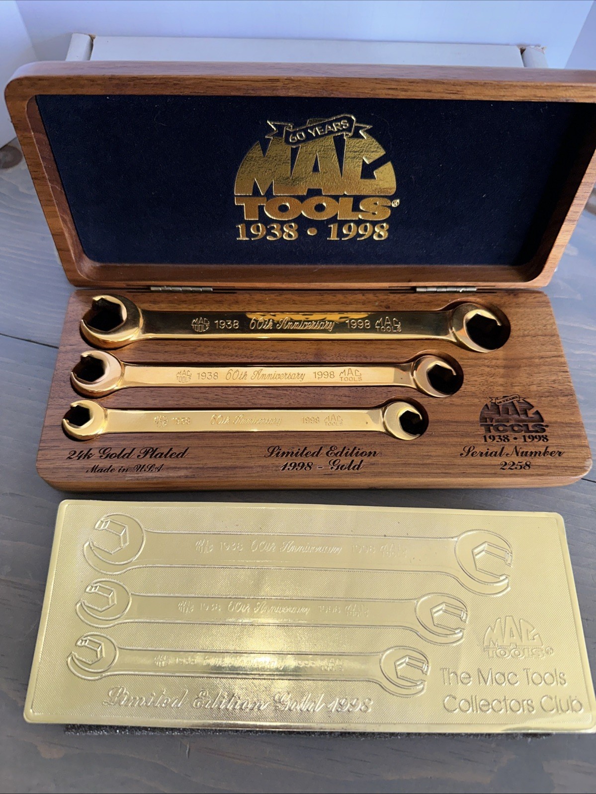 Mac Tools 60th Anniv Ltd Ed 24kt Gold Plated Hexagonal Flare Nut Wrench Set