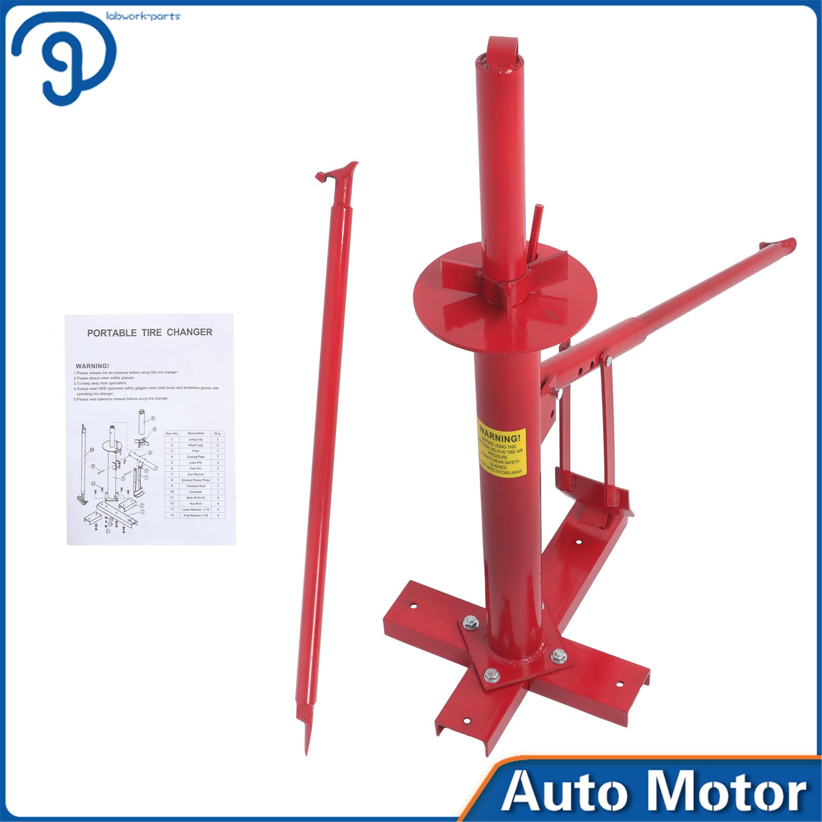 Manual Tire Changer For 8-16 inch Tire Portable Hand Bead Breaker Mounting Tool