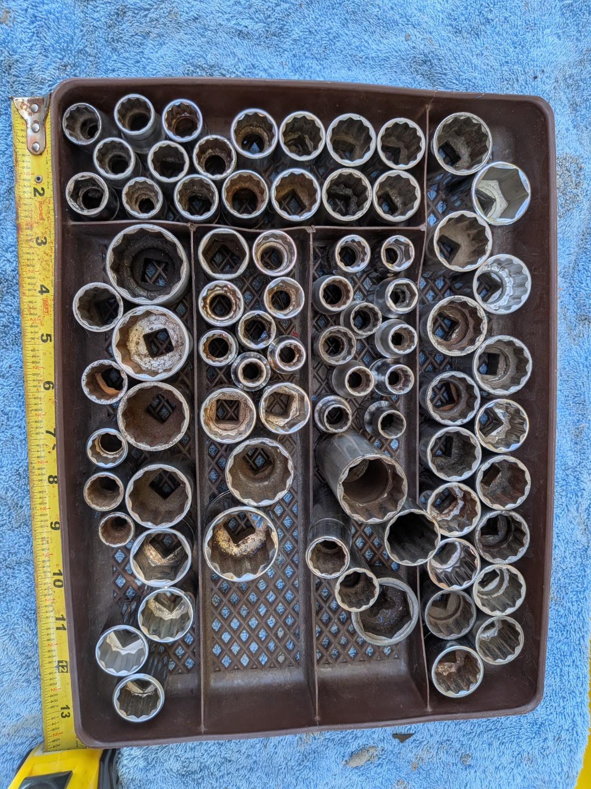 Lot of 70 + 1/2″ Dr Sockets SAE & some Metric Craftsman Thorsen Wright & More