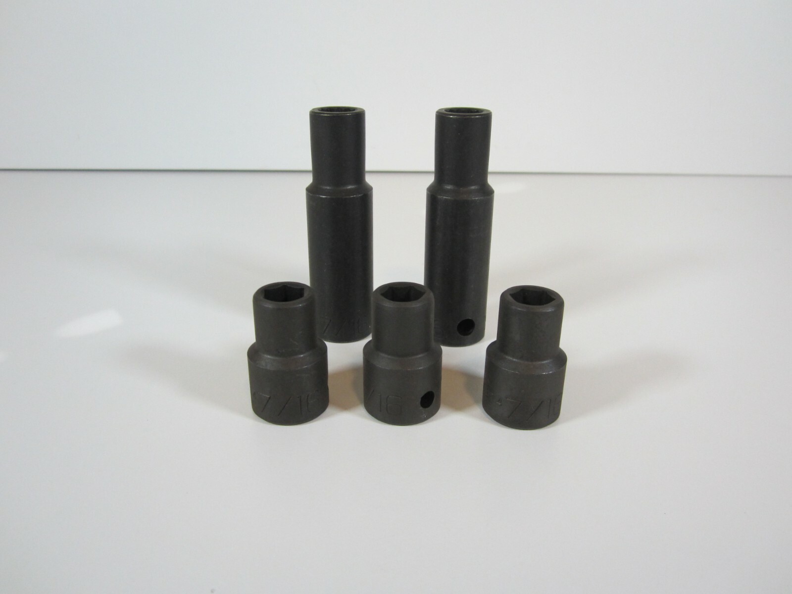 WRIGHT Sockets Impact 5ea 7/16, 1/2″-drive 2ea deep 12point / 3ea shallow 6point