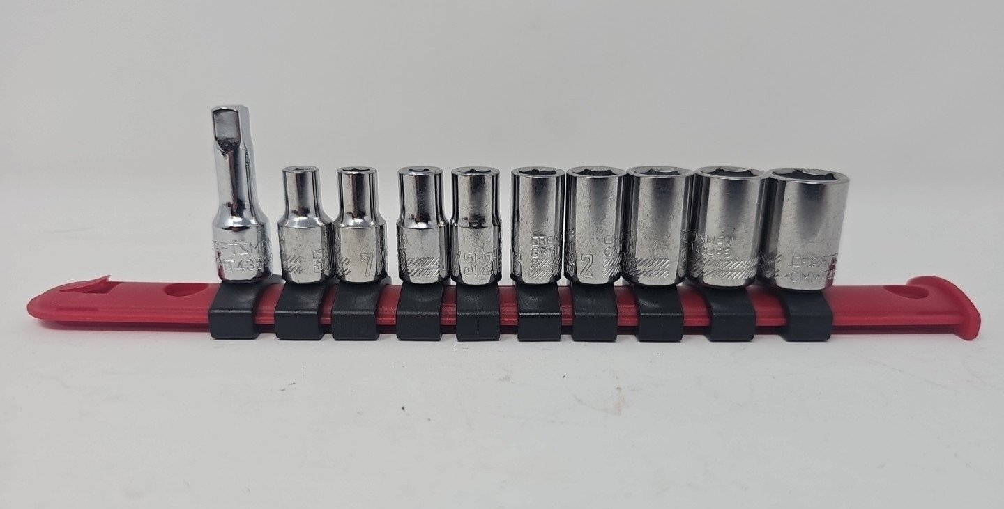 Craftsman 10 pc Socket Set 1/4″ Drive 6 Point SAE CMMT With Rail