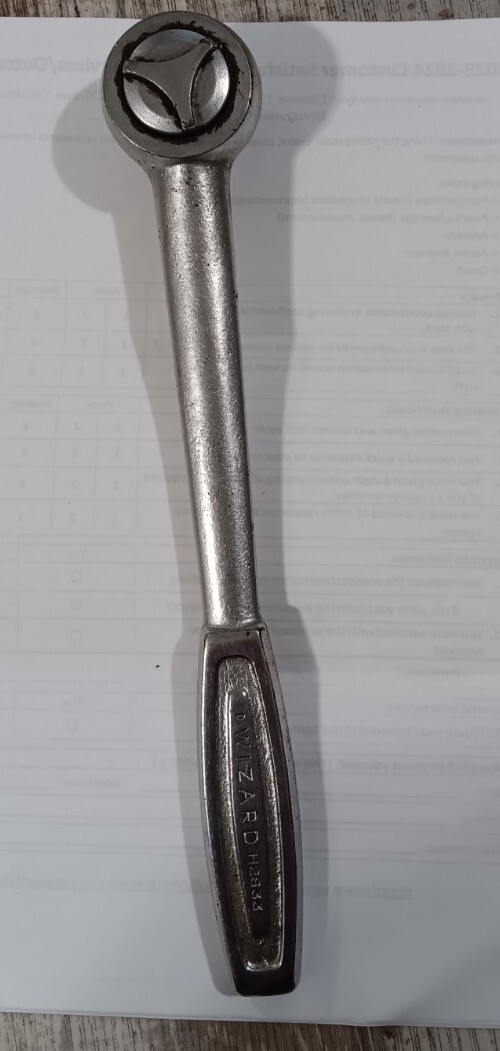 Vintage Wizard 1/2″ Drive Ratchet H2833 Indestro Made in USA