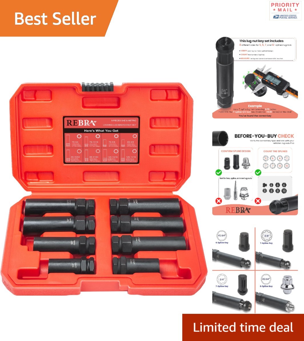 8 Piece Locking Lug Nut Socket Set for Easy Wheel Removal and Installation