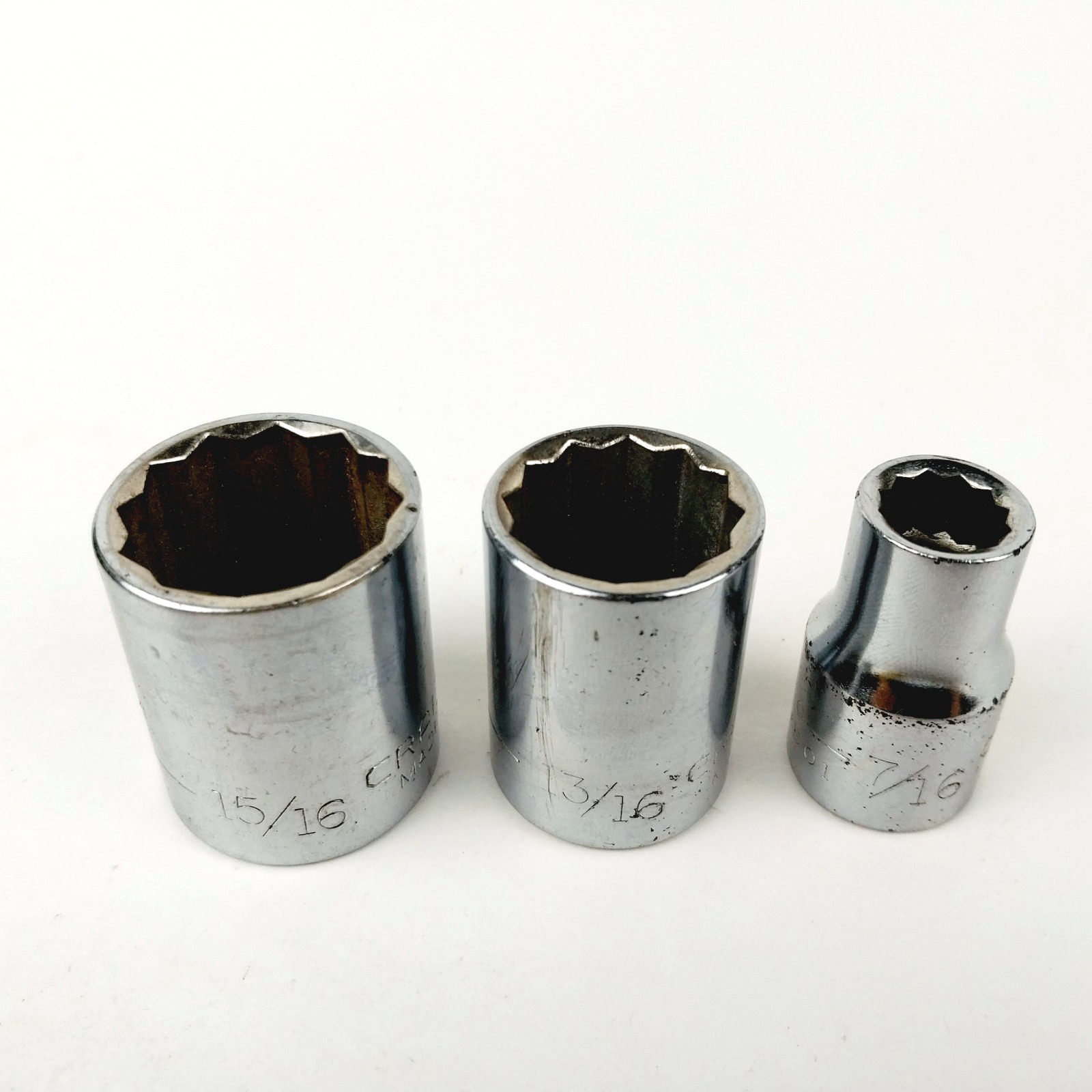 Craftsman 1/2″ Drive SAE 12-Pt Shallow Socket 3-Pc G Series 15/16″ 13/16″ 7/16″