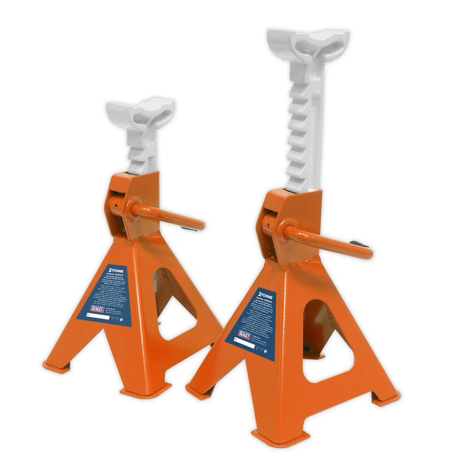 Sealey VS2002OR Axle Stands (Pair) 2tonne Capacity per Stand Ratchet Type