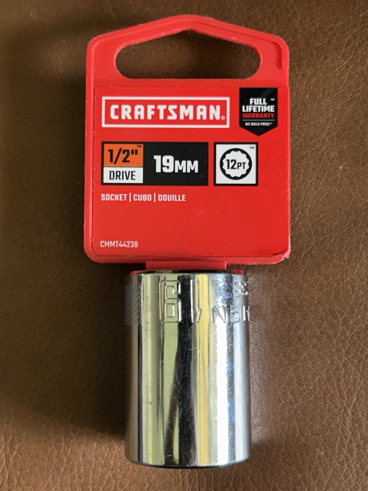 CRAFTSMAN Shallow Socket Metric, 1/2” Drive 19mm 12-Point (CMMT44238) FREE SHIP