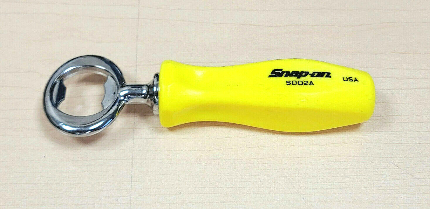 Snap On Deep Hi Viz Yellow Hard Plastic Handle Bottle Opener AWESOME Gift Idea