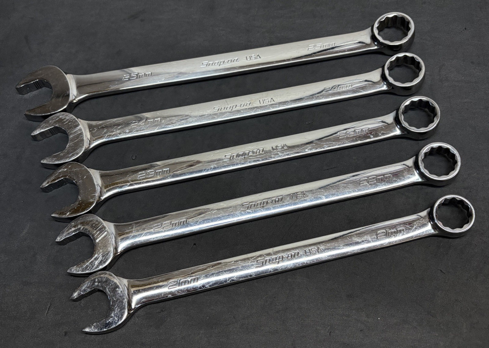 Snap-On Large 5pc Flank Drive Plus Metric Combination Wrenches SOEX Wrench Set
