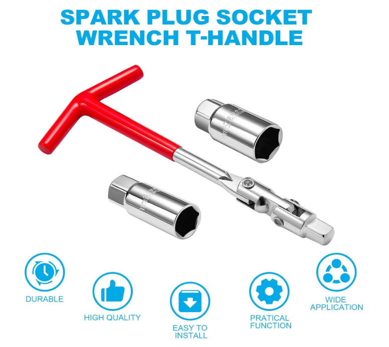 3Pcs Spark Plug Socket Wrench Set T-Handle Universal Tool Kit