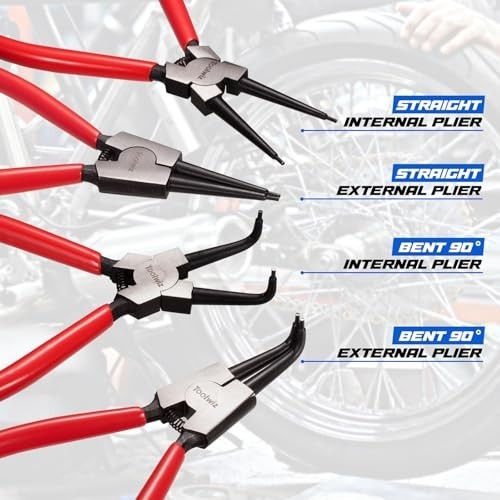 4Pcs Snap Ring Pliers Set – 7″ Internal/External Circlip C Clip Retaining Tools,