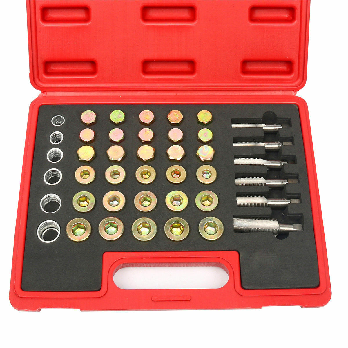 114PC Oil Pan Drain Sump Plug Key Thread Repair Tool Kit Set Drain plug w/ Case