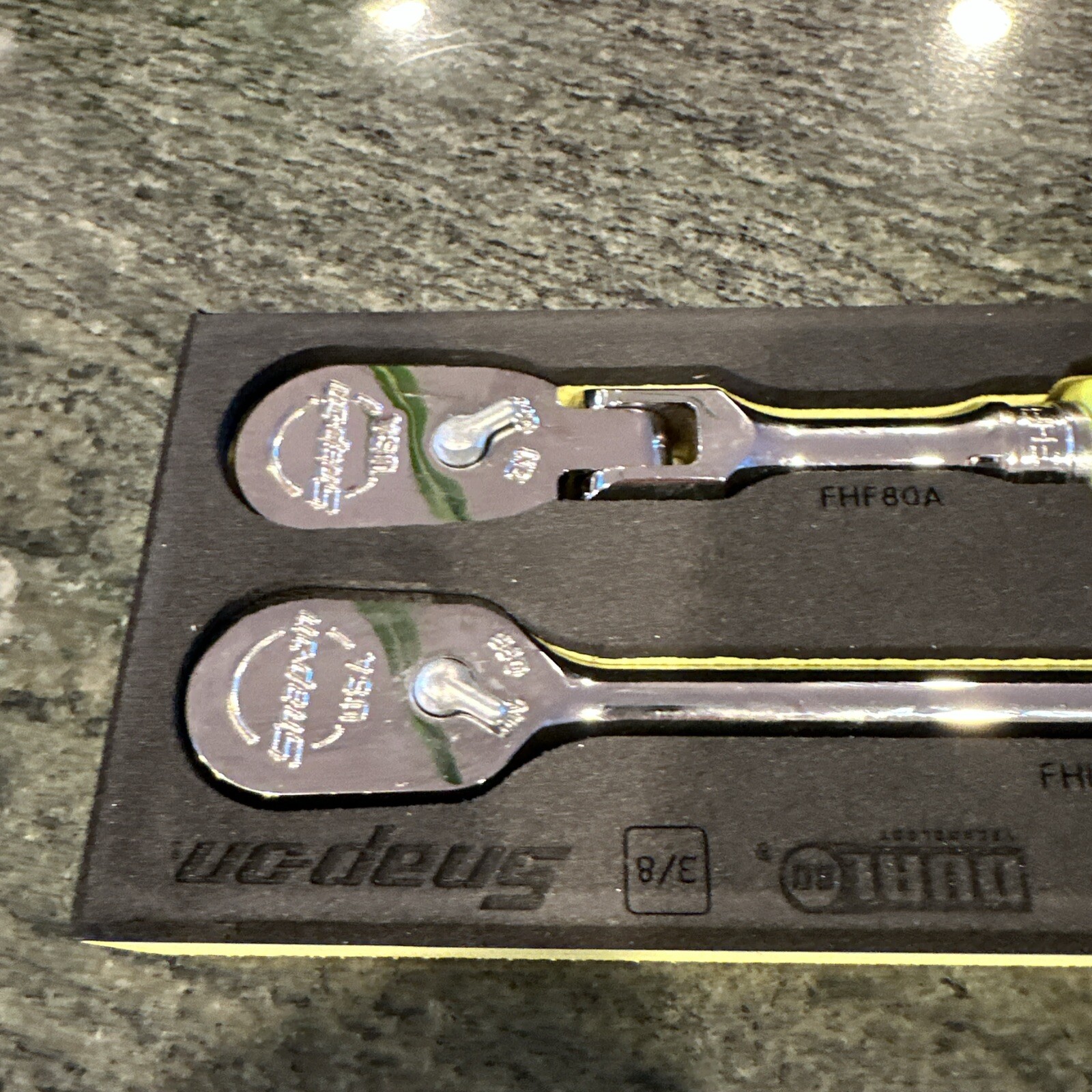 Snap-on 202rt05fhv 2 pc fhl80, fhf80a ratchet set In foam hi viz