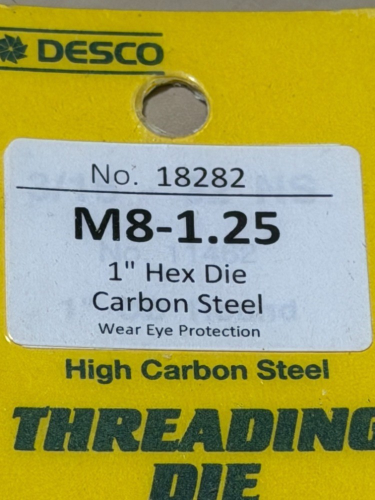 M8 X 1.25 Metric 1″ Hex Die Desco 8MM Carbon Steel RH Rethread 18282