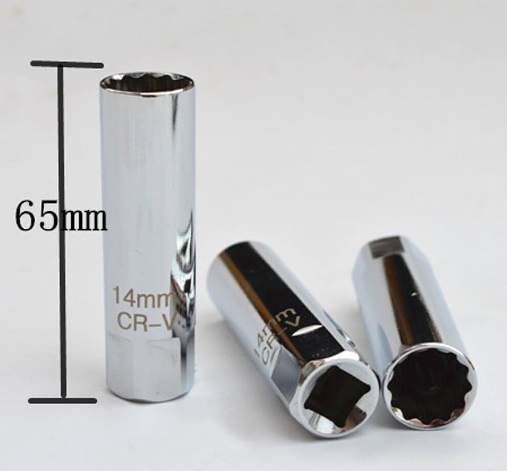 1 Pcs 14mm Magnetic Spark Plug Socket Thin Wall 3/8″ Drive 12 Point Removal Tool