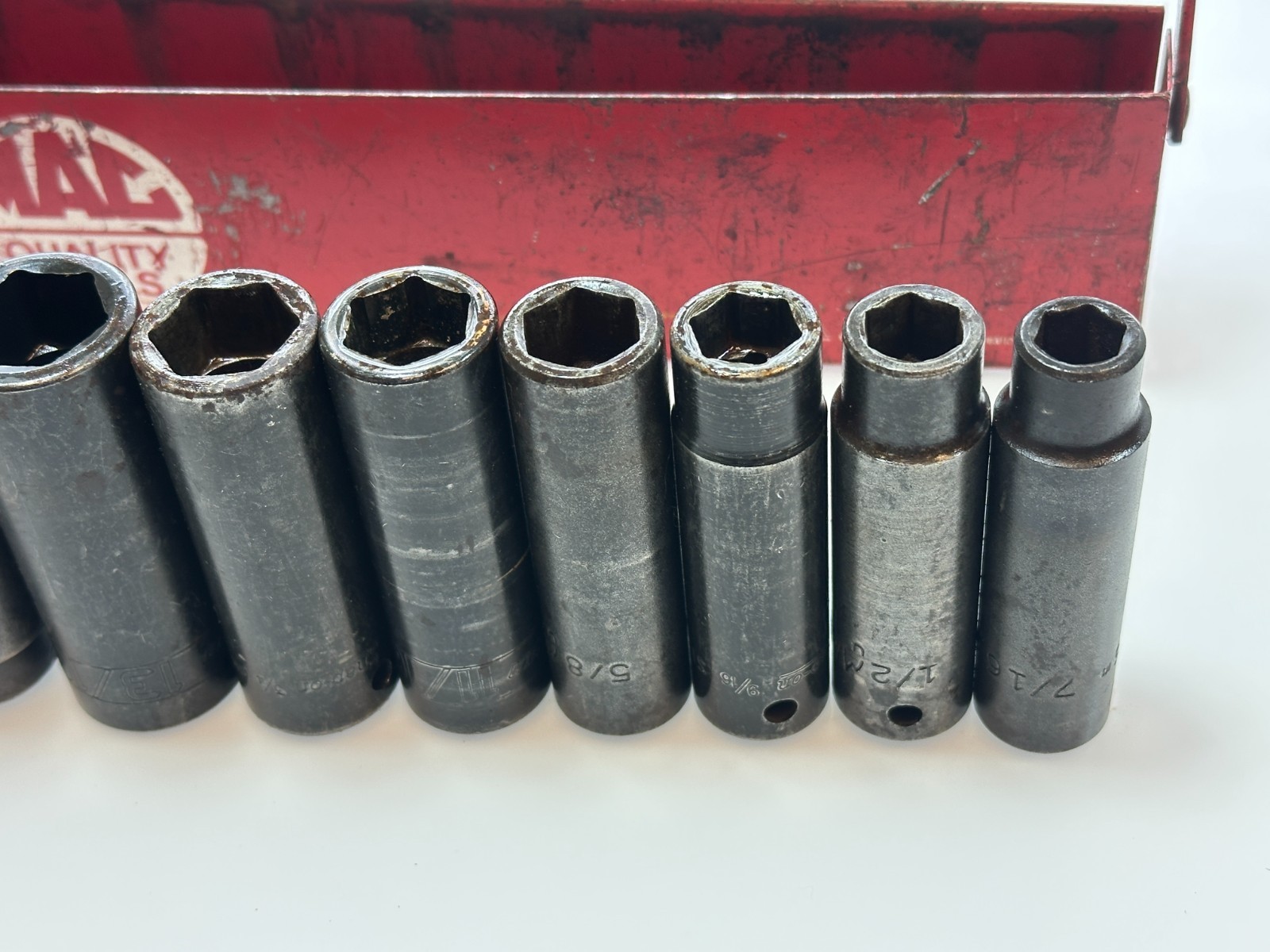 🇺🇸MAC Tools / Snap-On 13pc 7/16 to 1-1/4” SAE Deep Impact Socket Set, 1/2” Dr.