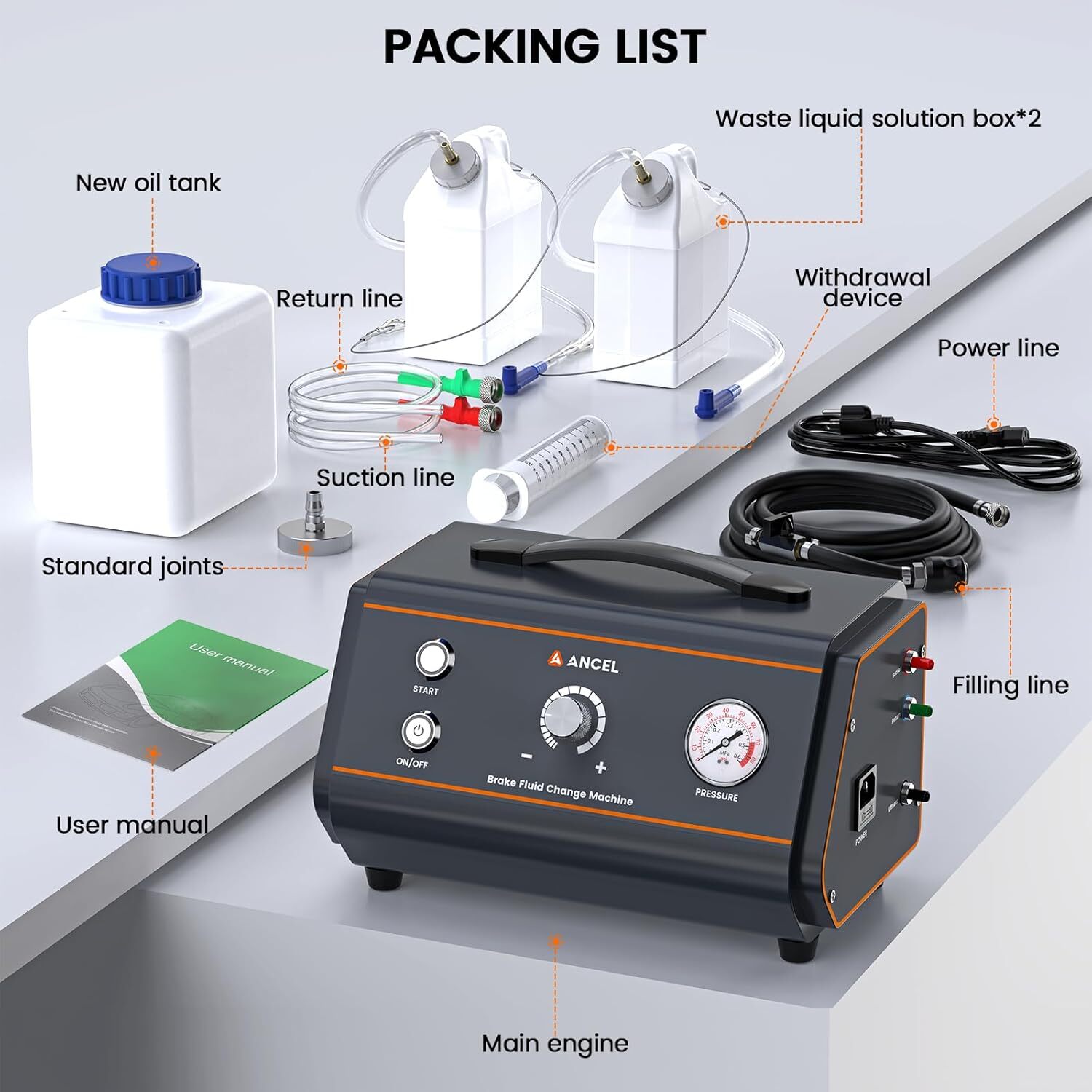ANCEL Electric Brake Fluid Bleeder Car Brake Fluid Exchange Machine Oil Change