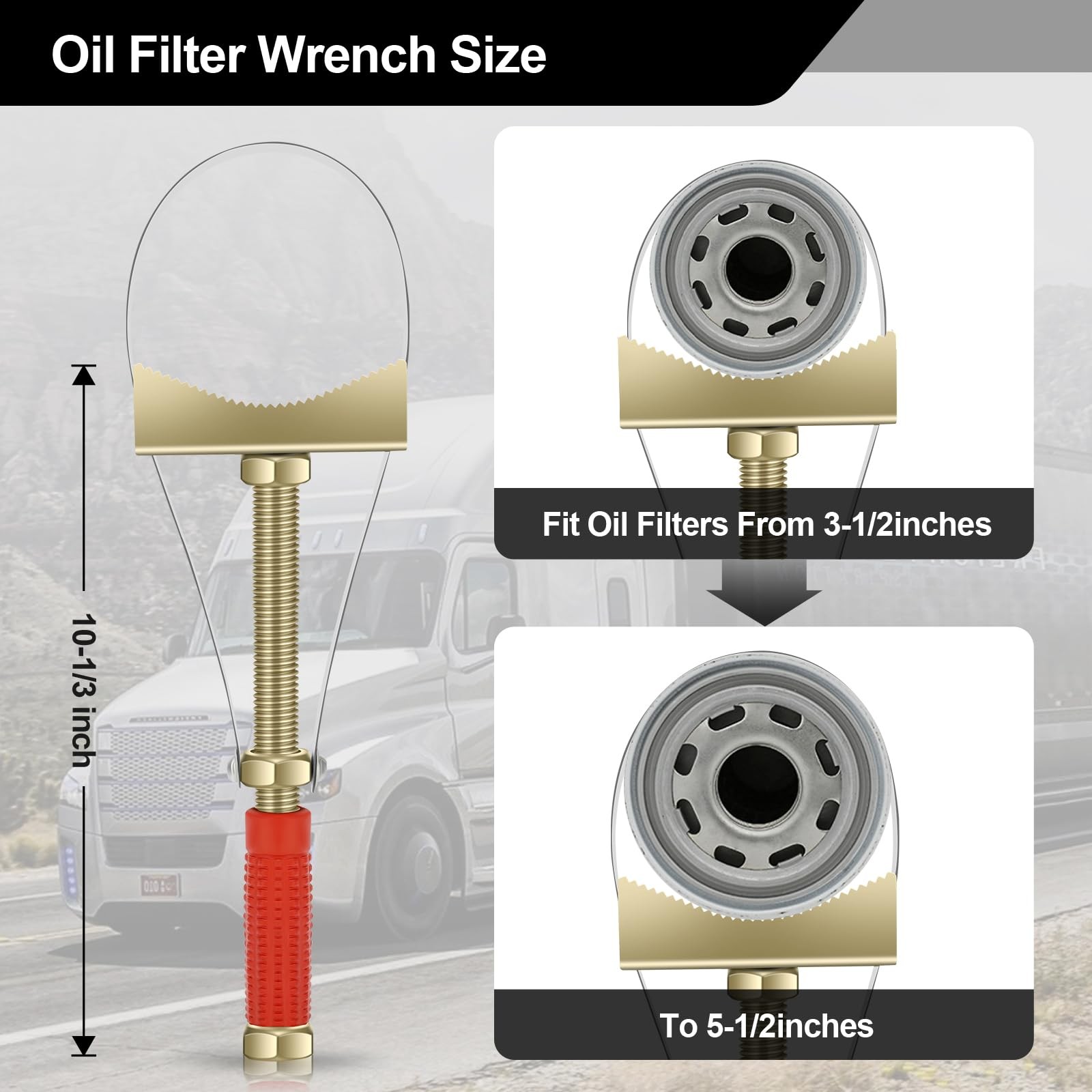 Adjustable Heavy Oil Filter Wrench for Trucks and Excavators, 9-15 cm Diameter