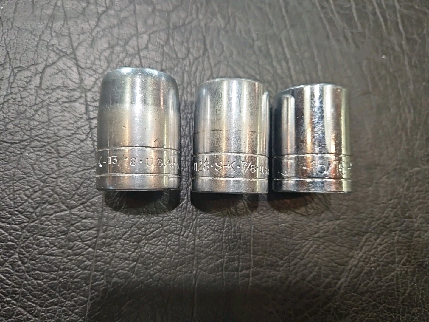 Bundle Lot S-K 3pc 1/2 Drive Sockets 13/16″ 7/8″ 15/16″ USA MADE