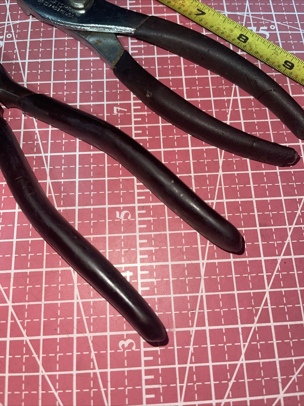 Sears Craftsman USA 45378 45182 Slip Joint & Lineman Pliers Vintage Black Grip