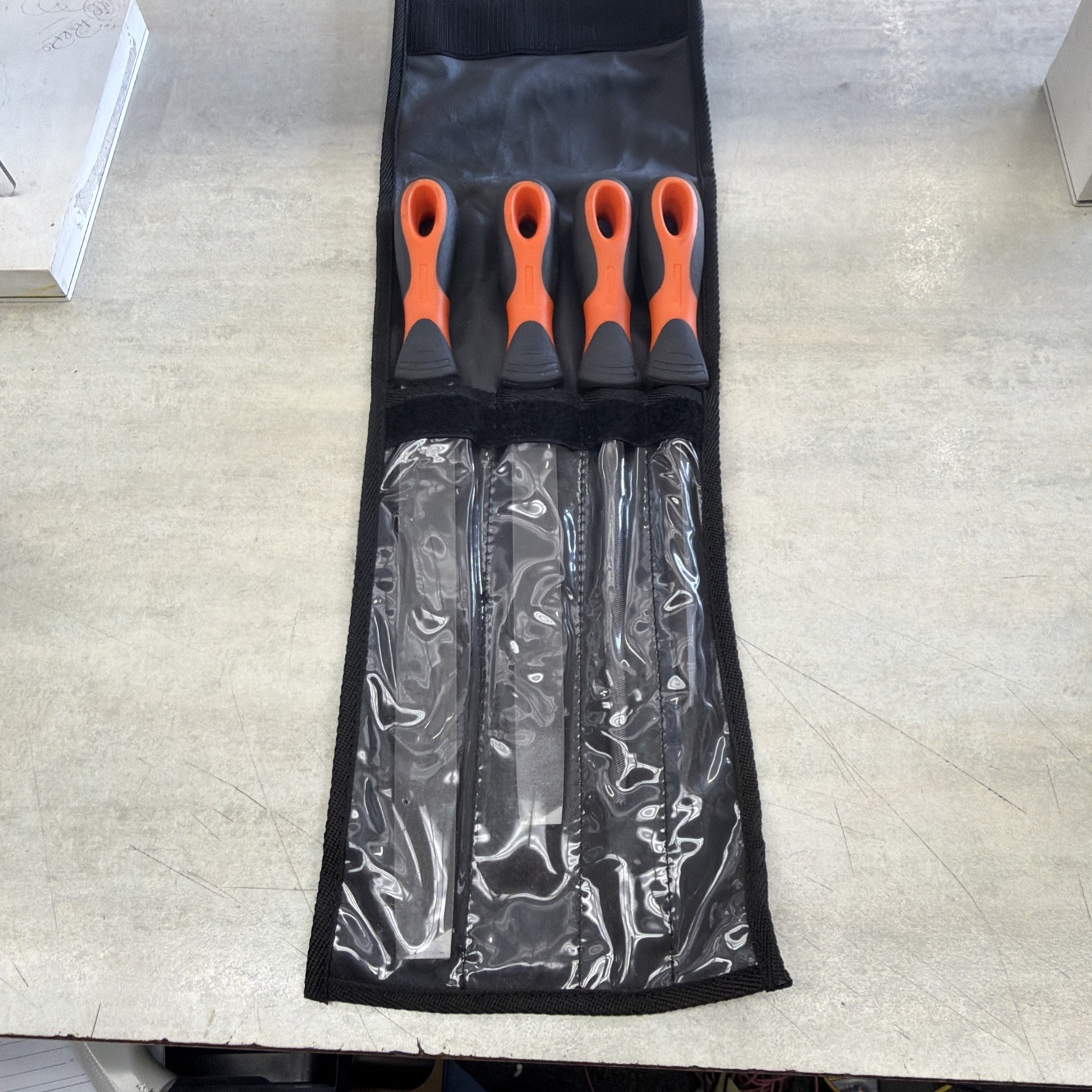 Snap-on Tools ORANGE 4pc Soft Grip Handle Mixed File Set SGFMX104O
