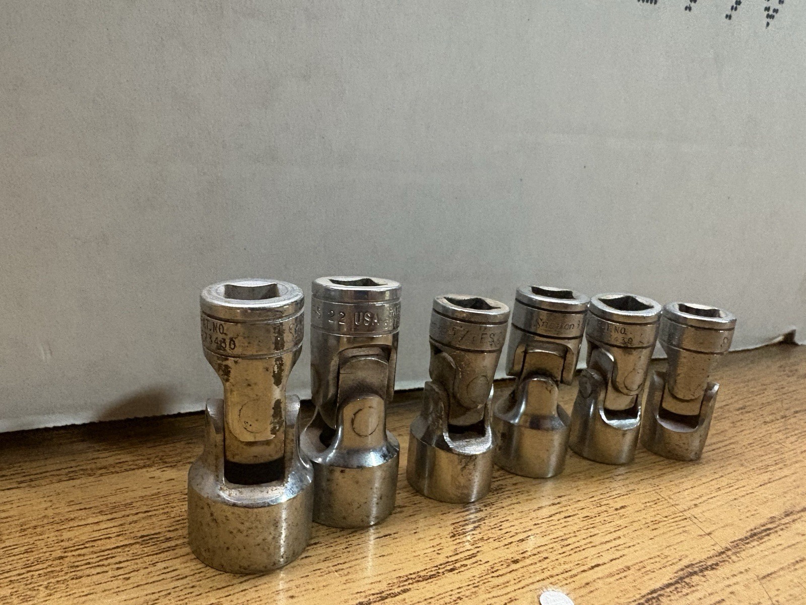 snap on socket set 1/2 Lot Of 6 Swivel Sockets Snap On SAE Used See Pictures