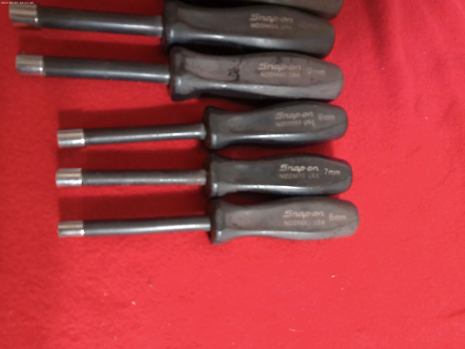 Snap-On 7pc metric Nut Driver Set NDD 12 11 10 9 8 7 6mm Hard Handle USA Made