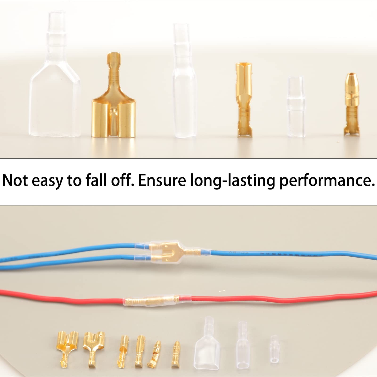Feggizuli 320pcs Double Bullet Wire Connectors, 3.9mm 3.5mm Male 320pcs, Gold