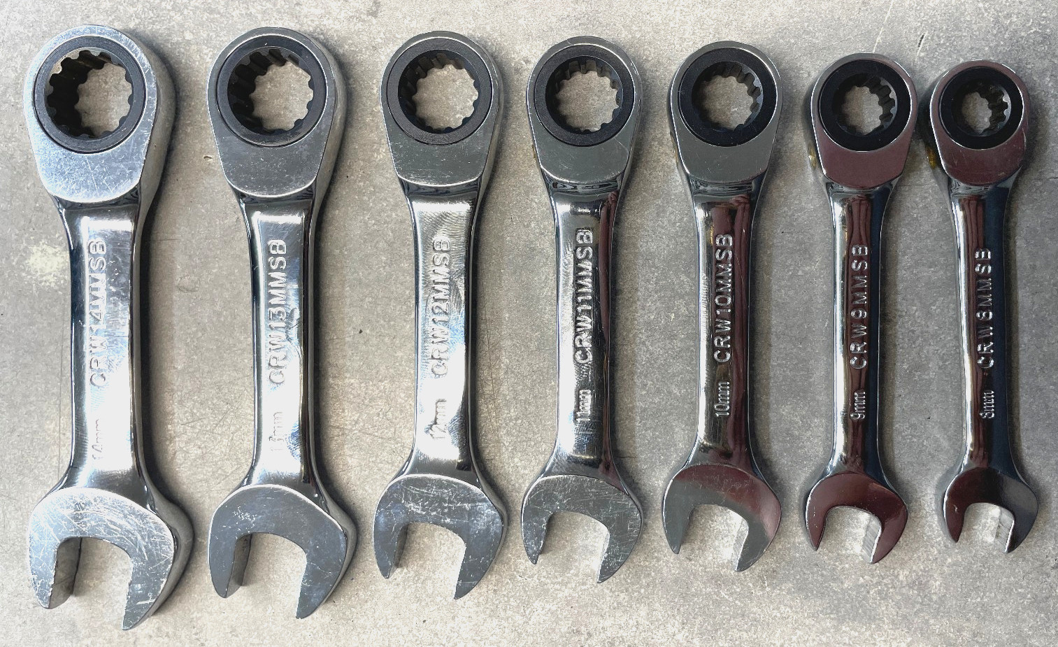 Cornwell Tools CRW12MSSB 12 Pc Stubby Metric Ratcheting Wrench Set In Foam Tray