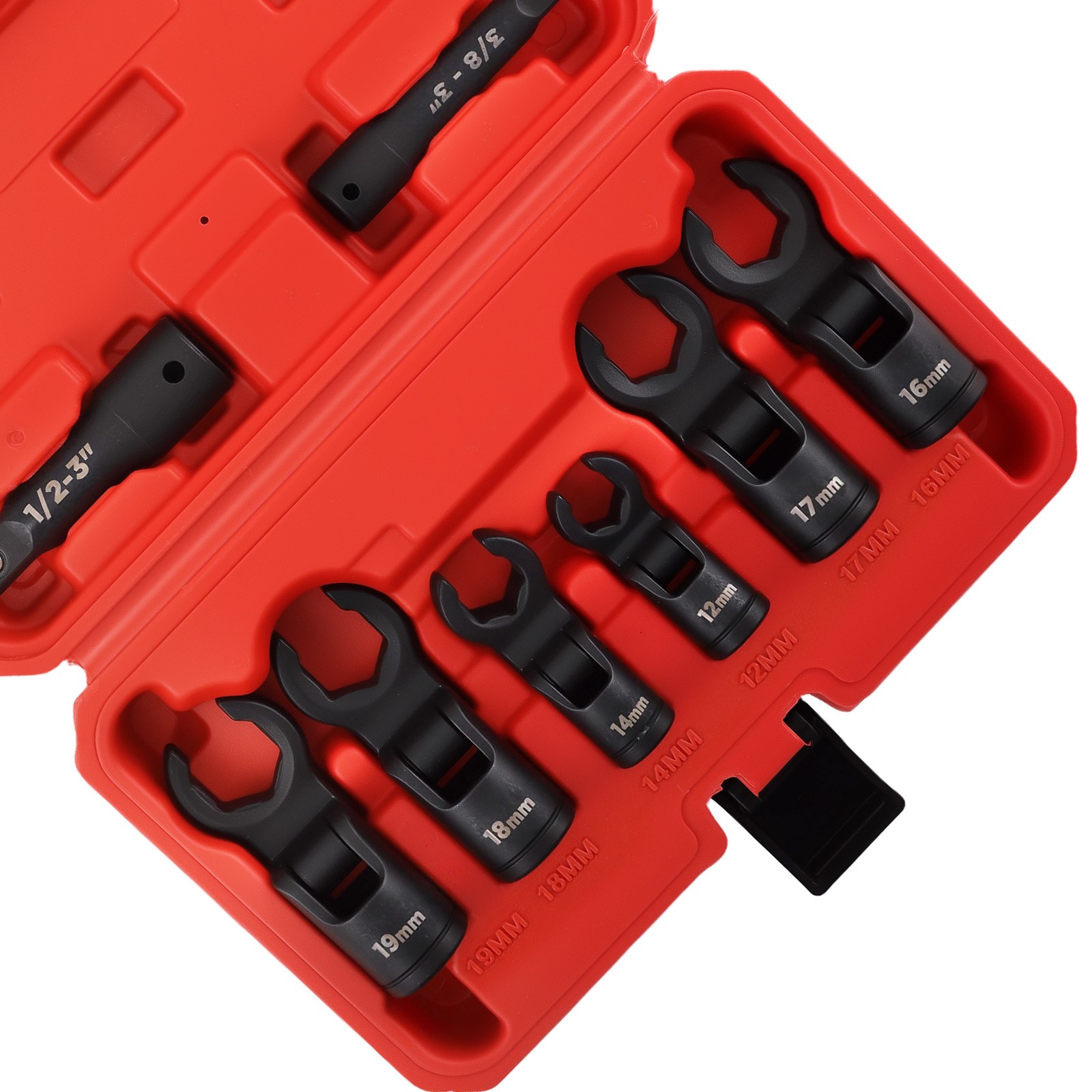 8pc 3/8″ & 1/2″ Flex Head Crows Flare Nut Wrench Socket Foot Line Wrench Set