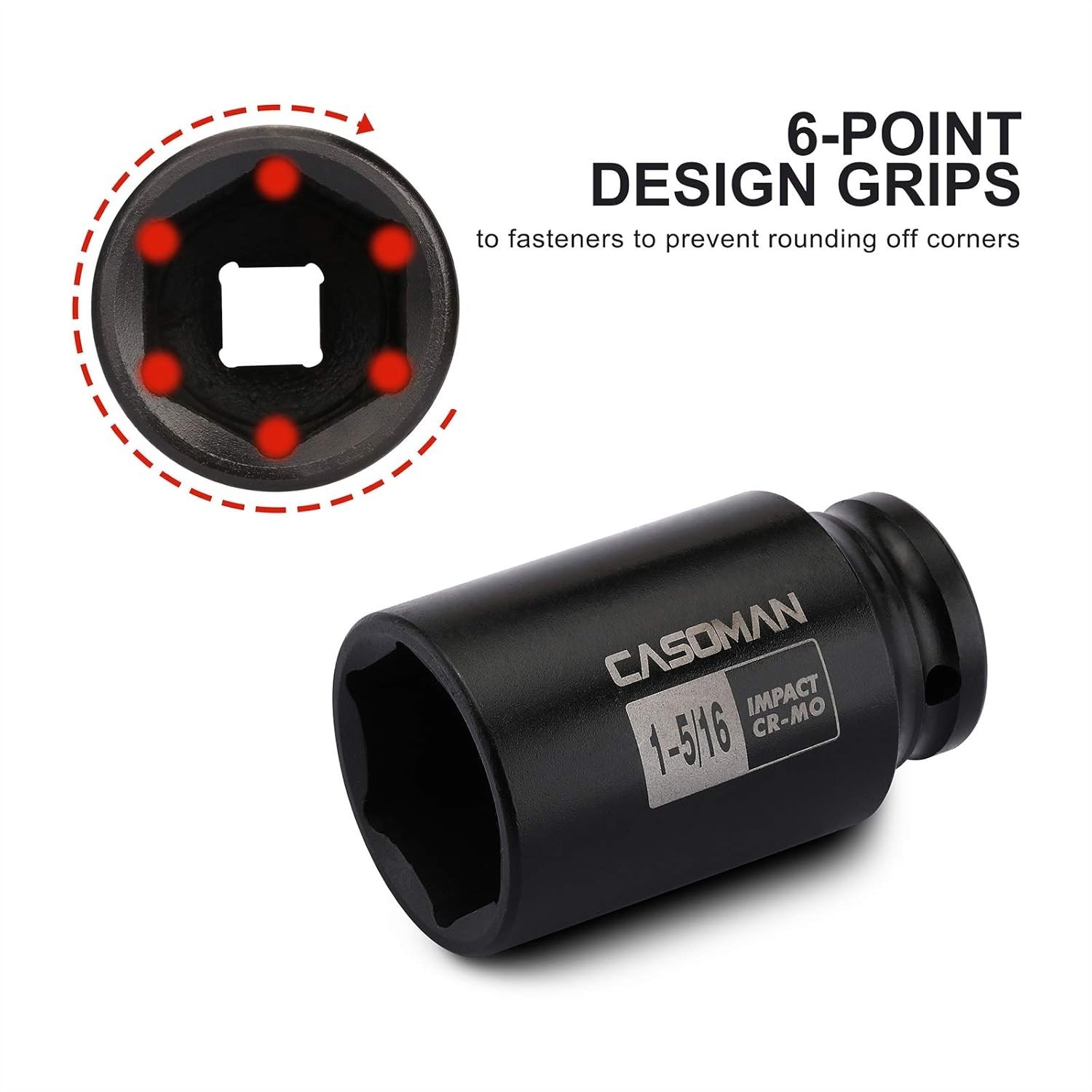 High-Torque 1/2-Inch Drive Deep Impact Socket – 1-5/16» SAE, Easy Read Markings