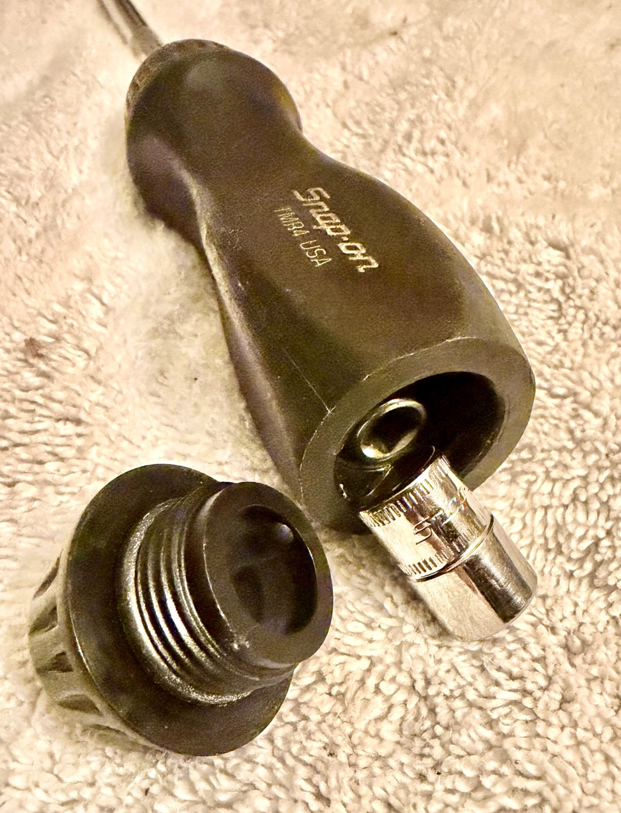 Snap-on TMR4 1/4″ Ratcheting Driver Black Hard Handle + 8mm TMM8 10mm TMM10 Sock