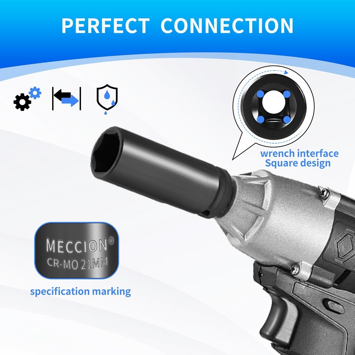 1/2″ Drive 50mm Metric Deep Impact Socket, 6 Point Cr-Mo, 78mm Length, Durable T