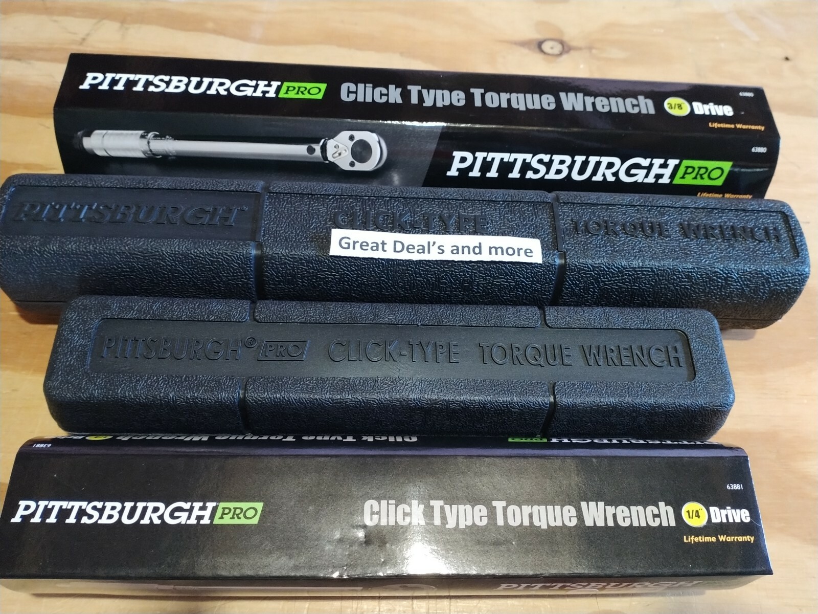 Pittsburg Pro Torque Wrench Set of Two, 1/4″ 3/8″ Drive Click Type Snap Socket