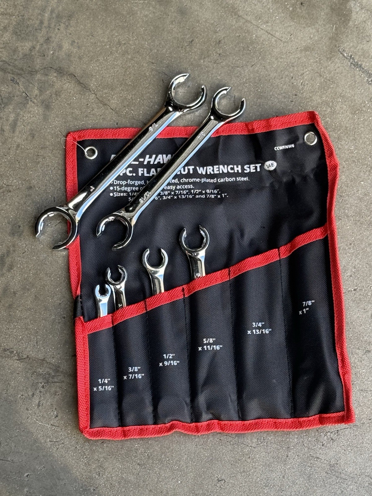 6pcs 1/4” To 1” SAE 15degree Offset Flare Nut Line Wrench Set HVAC Gas Lines