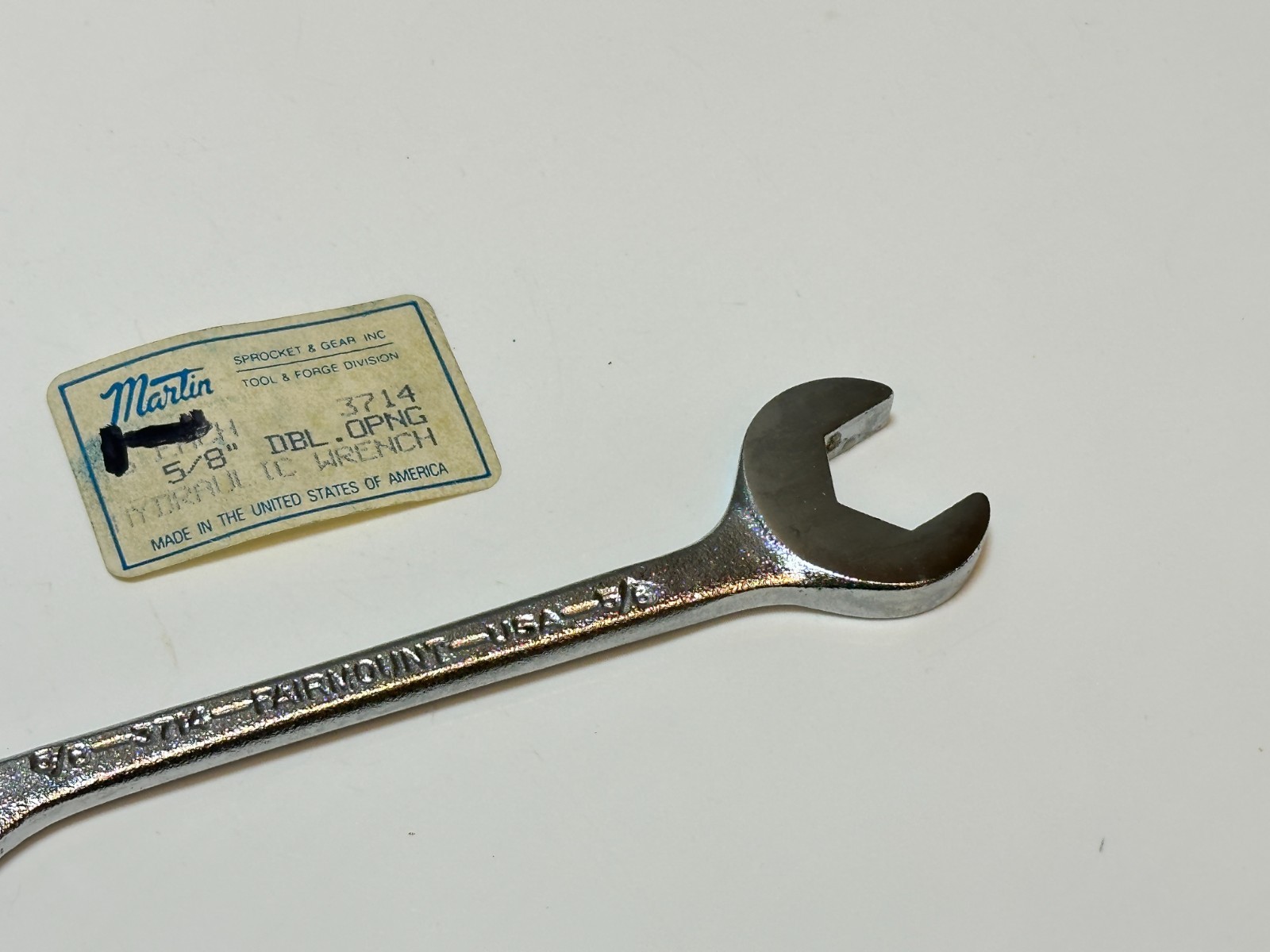 NOS Fairmount USA (Martin Sprocket & Gear) 3714 5/8” SAE Hydraulic Angle Wrench