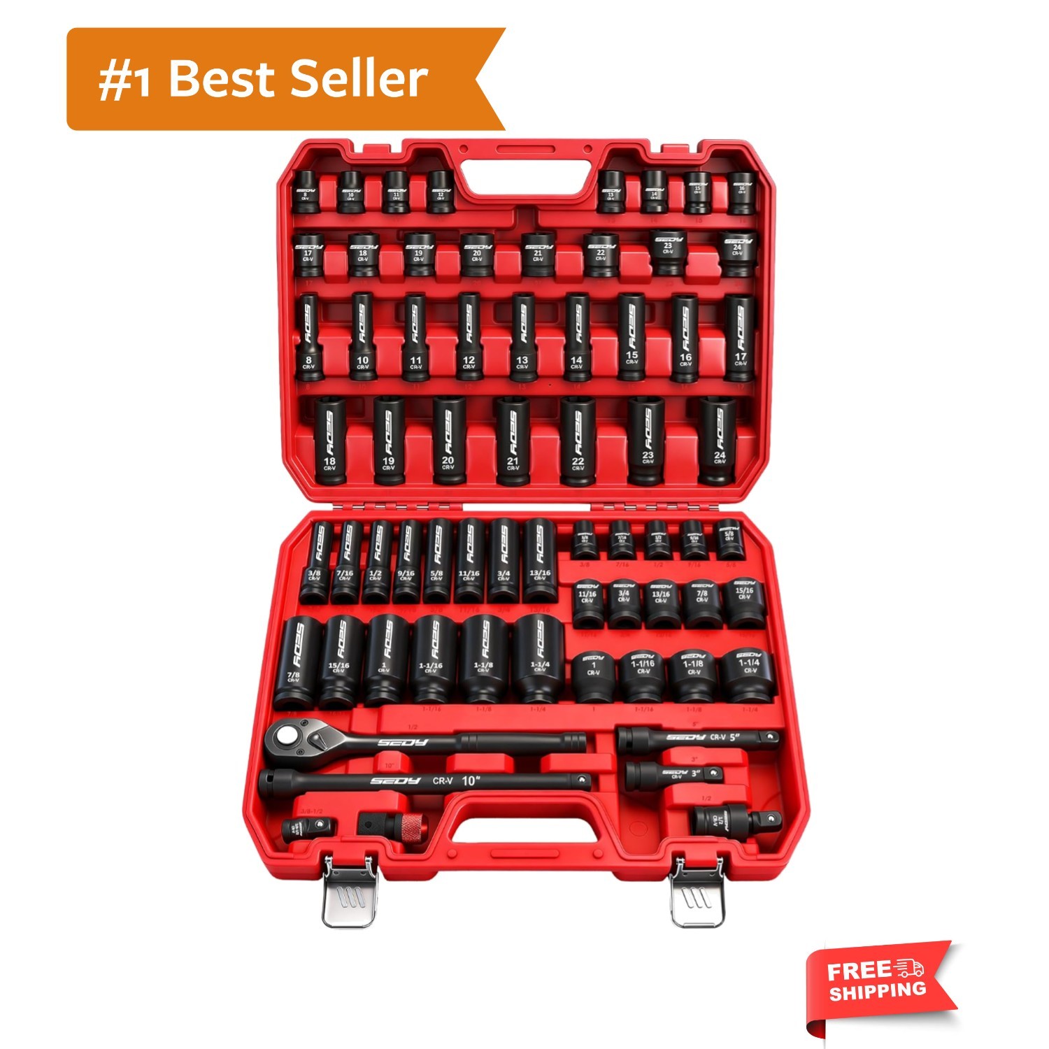 Master 1/2″ Drive Impact Socket Set, 67-Piece Standard & Deep Master Impact S…