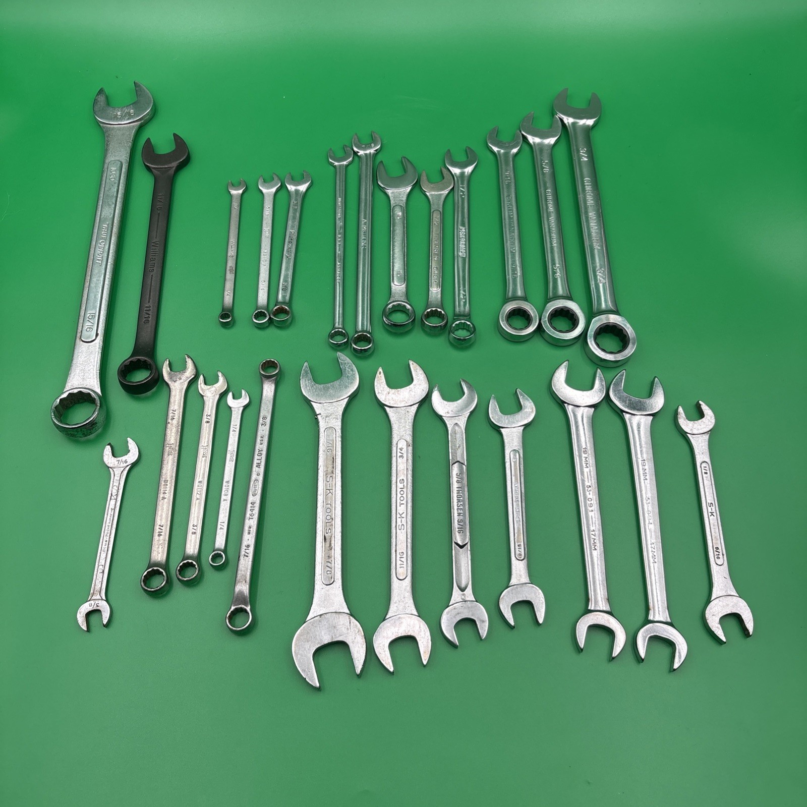Combination Box Wrench Lot Mixed Brands Incomplete Random Mostly Unbranded 25 PC