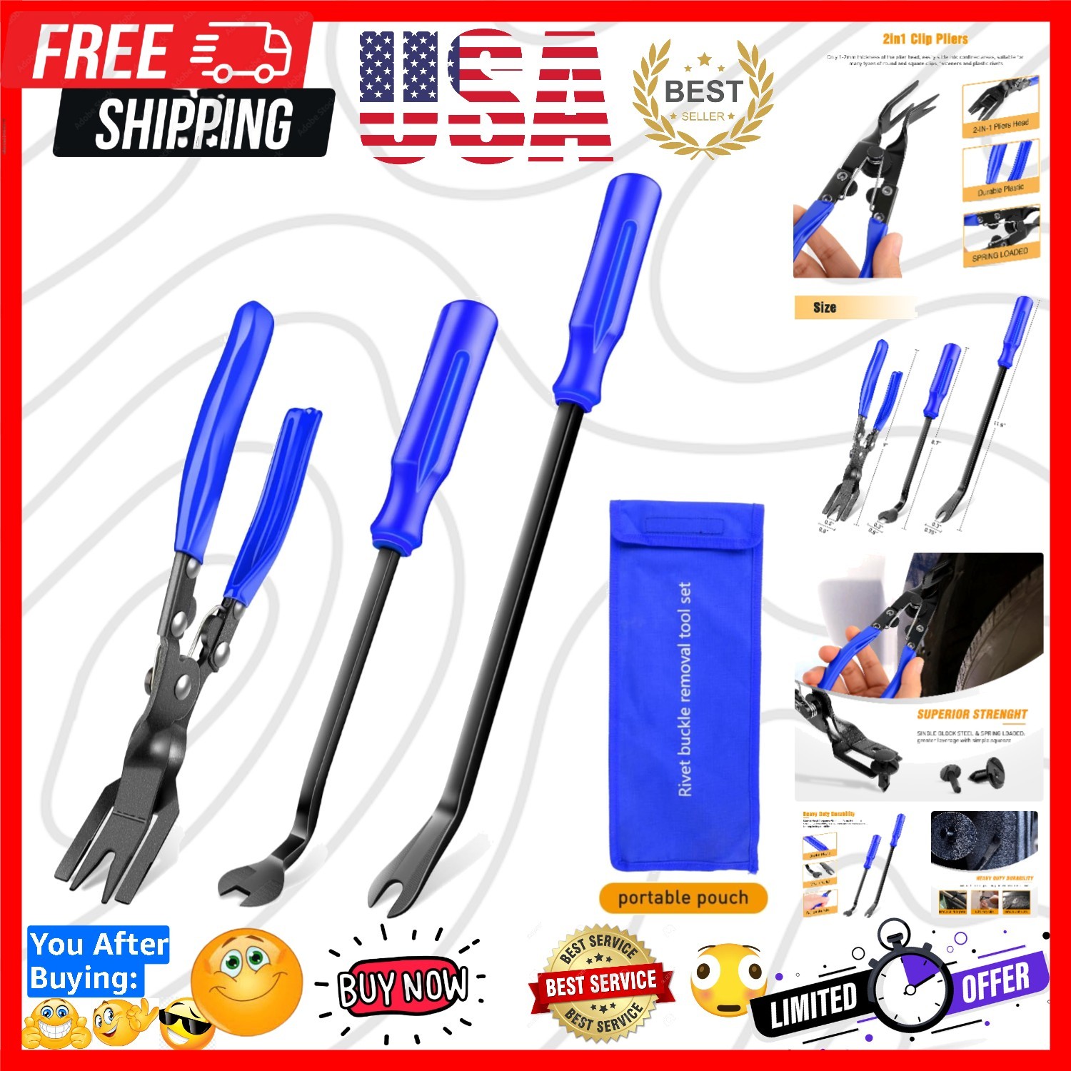 Auto Trim Removal Tool Set 3Pcs No Scratch Pry Tool Kit with Storage Bag for …
