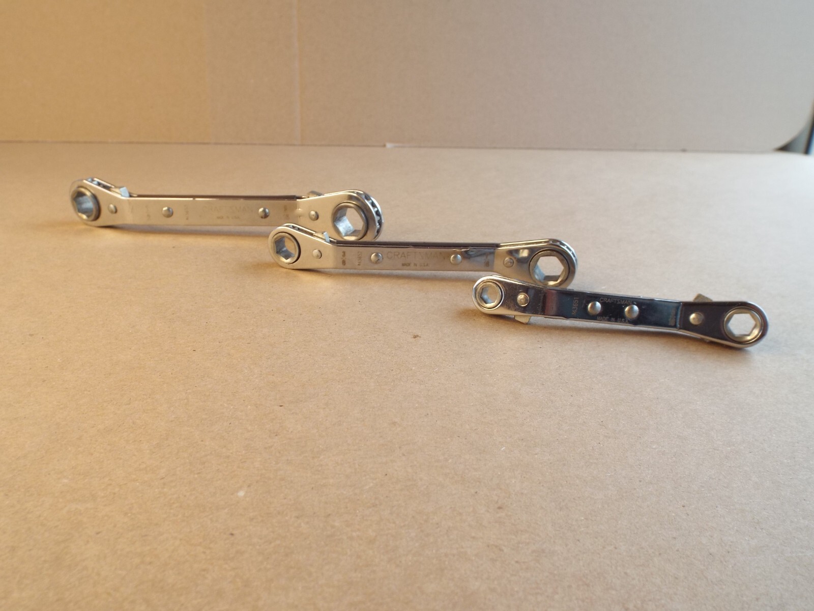 3 VTG Craftsman Box End Ratchet Wrench 1/4″ to 9/16″ USA 6 Point – Nice !