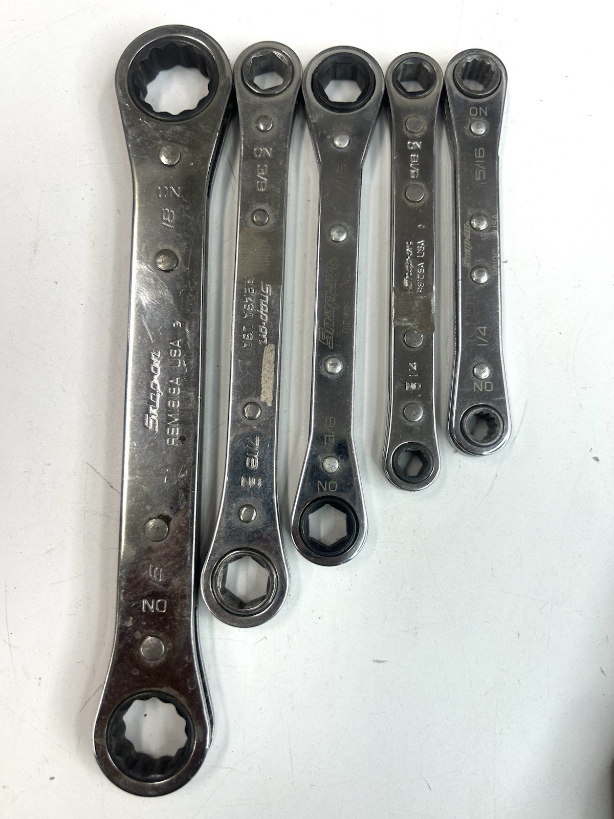 Snap-on SAE Open-End Wrench Lot 5 Pc VC2628B VC2436B VO2224B USA (A-3113)