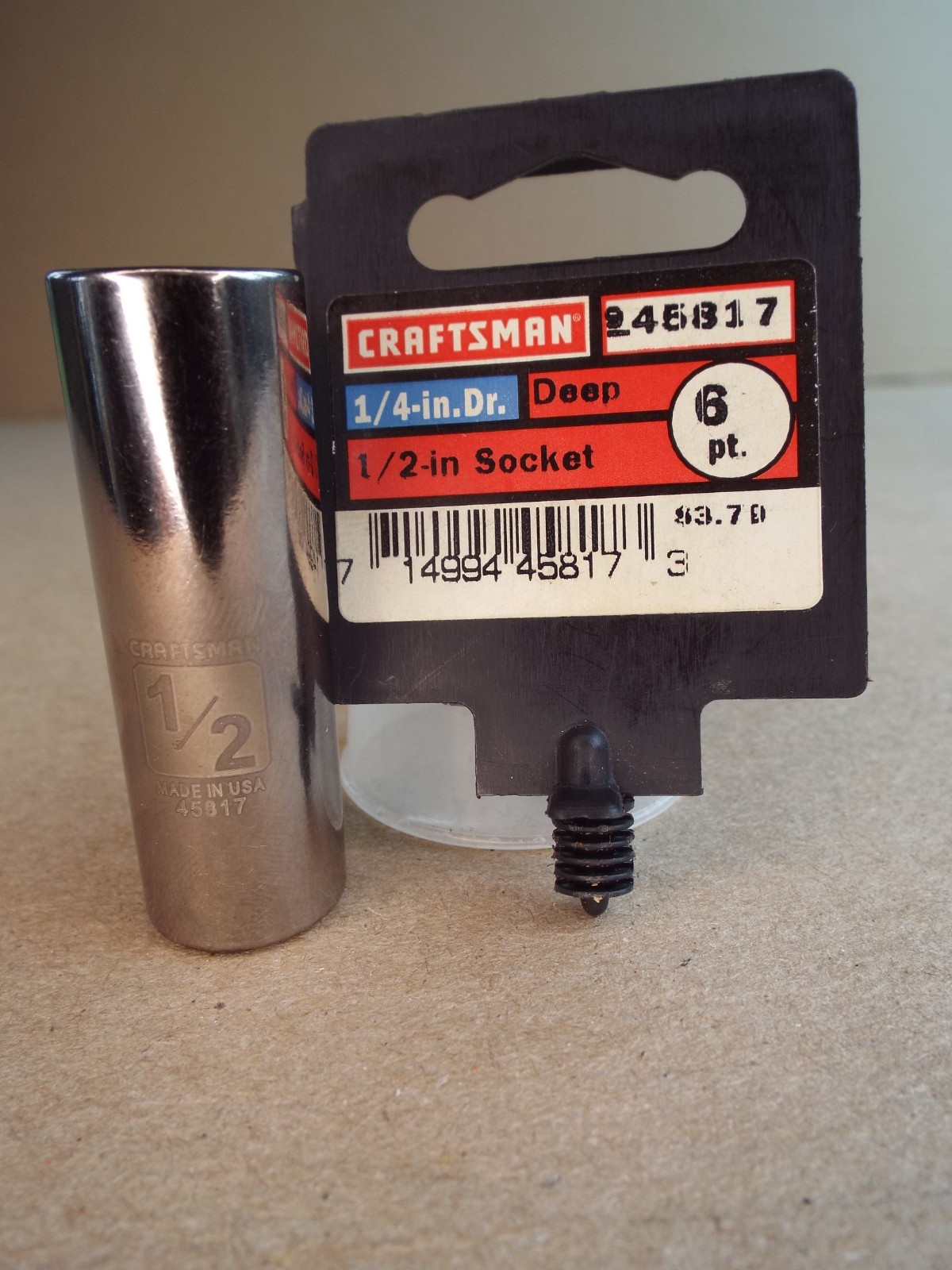 VTG NOS New Other Craftsman 1/2″ USA Laser Deep Socket 1/4″ Dr 6 Pt Nice! (Read)