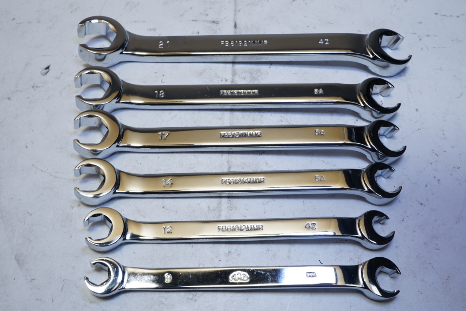 READ! Lot of 6 MAC Tools METRIC DOUBLE-END FLARE NUT WRENCH SET 6-PT. Ships FREE