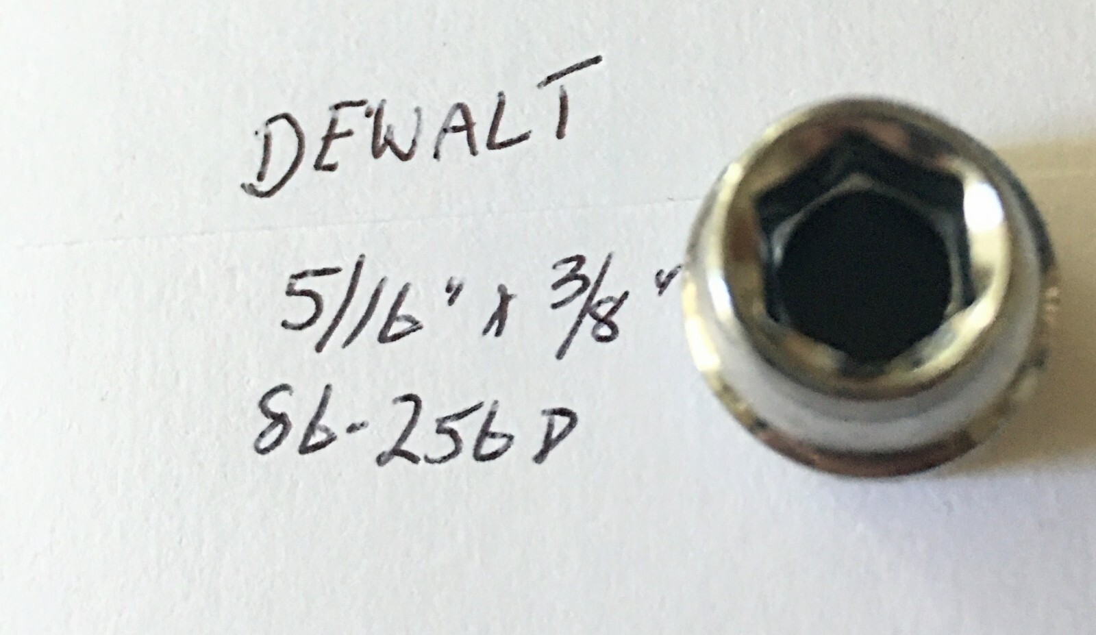 DeWalt 5/16″ x 3/8″ Drive Shallow Polished Chrome Socket 6 Pt 86-256D Free Ship