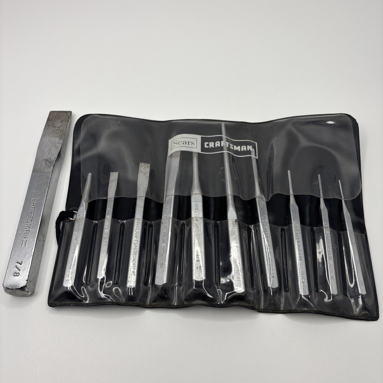 Craftsman 43032 Punch & Chisel Set 10 pc Set WF W/Org Pouch Complete + 42976 USA