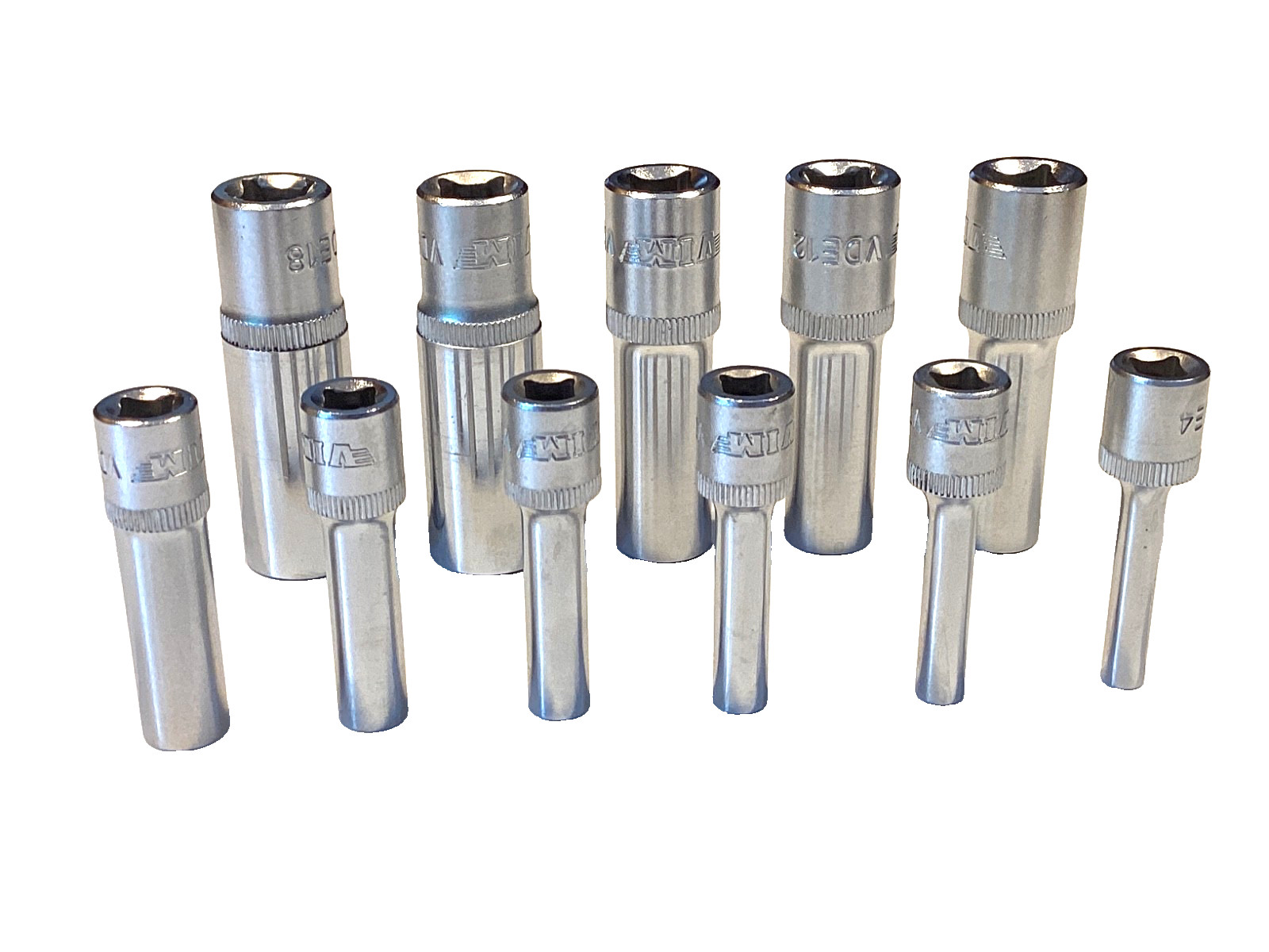 VIM Tools 11Pc Combo Drive Deep Inverted Torx Socket Set Snap Latch Case VDE418