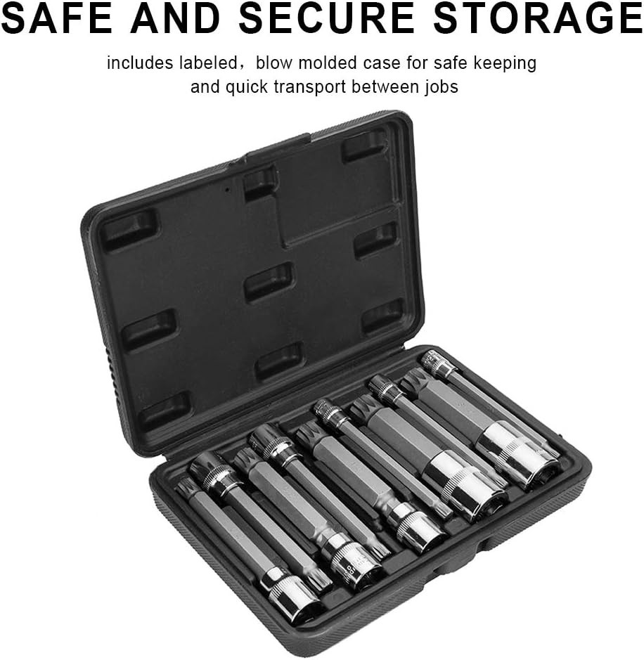 10-Piece XZN Triple Square Bit Socket Set | 1/4″, 3/8″, 1/2″ Drive – Extra Long
