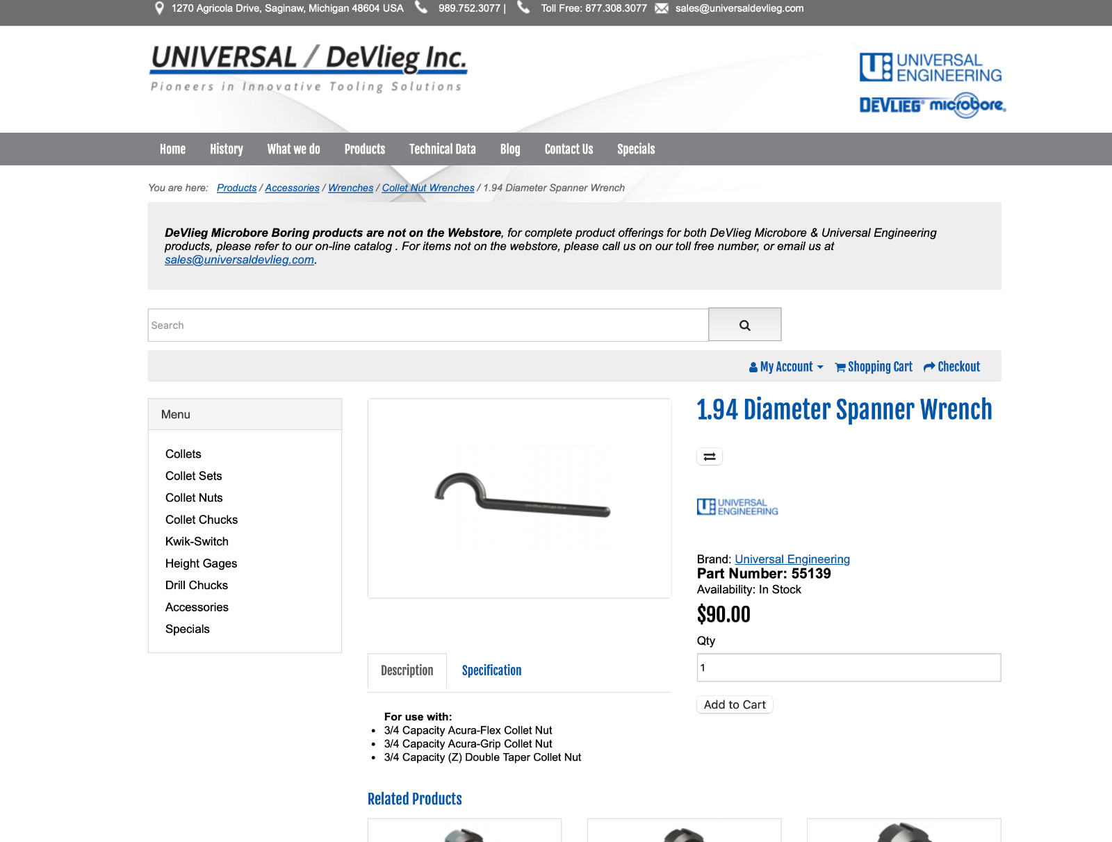 Universal Engineering Collet Nut Spanner Wrench 55139 1.94″ Diameter Acura