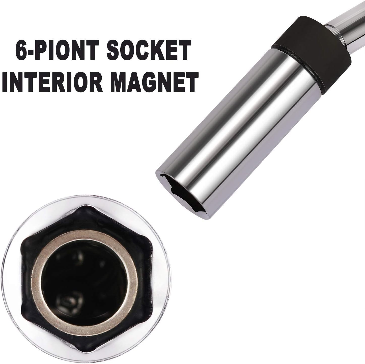 5/8″ Swivel Magnetic Spark Plug Socket, 3/8″ Drive x 8-Inch Ext. Bar Length, …