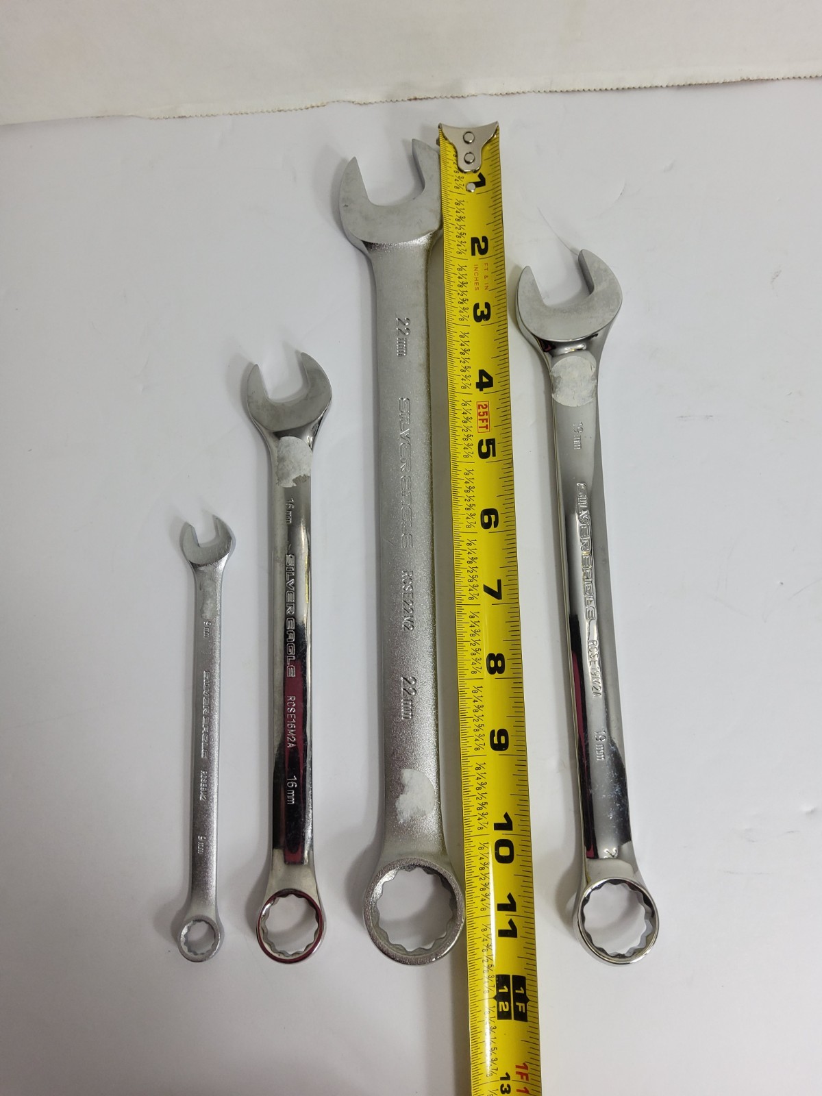 4 Matco Silver Eagle Combination Wrenches 22mm, 19mm, 16mm, 9mm