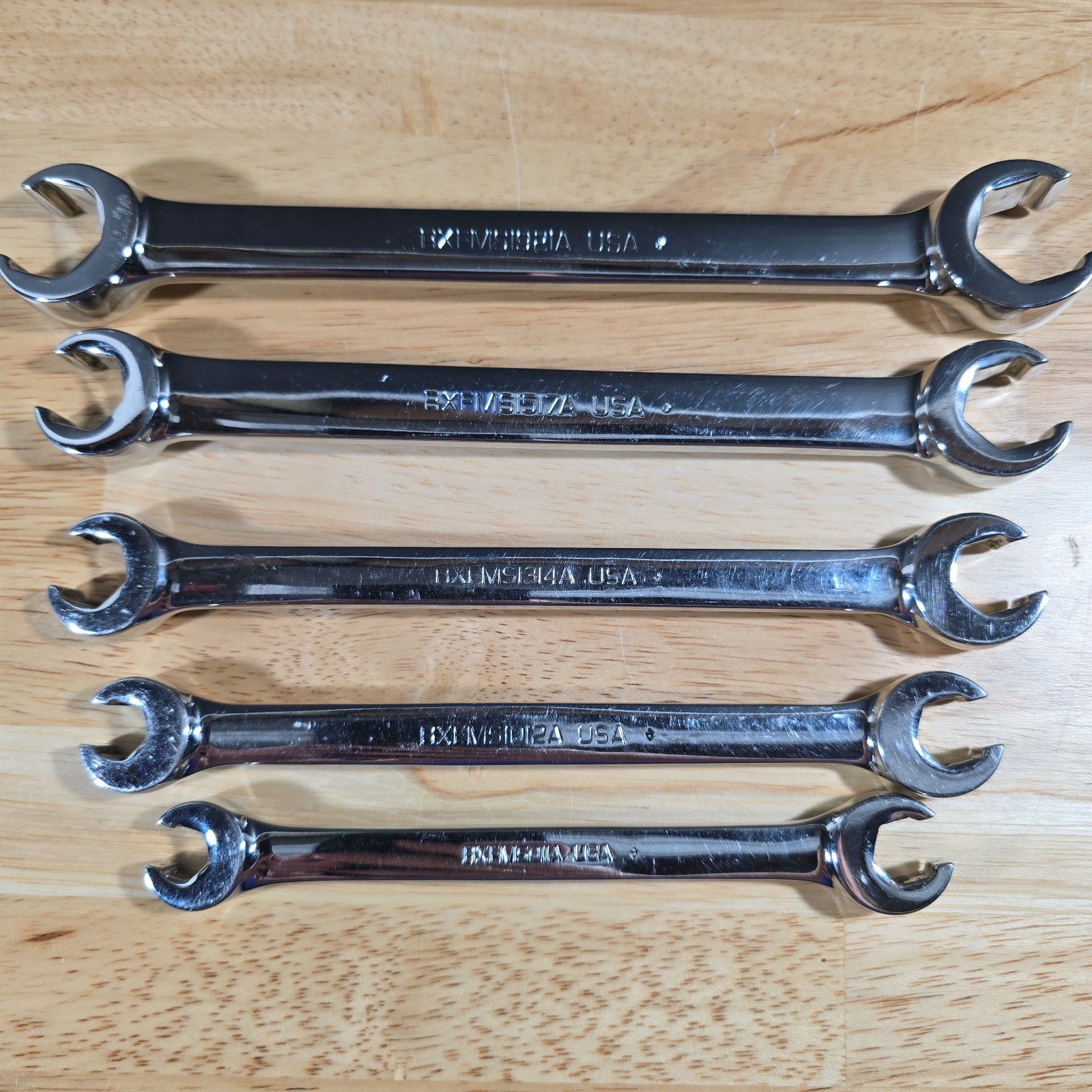 Snap On 5 pc 6-Point Metric Flank Drive Double End Flare Nut Wrench Set 9–21mm